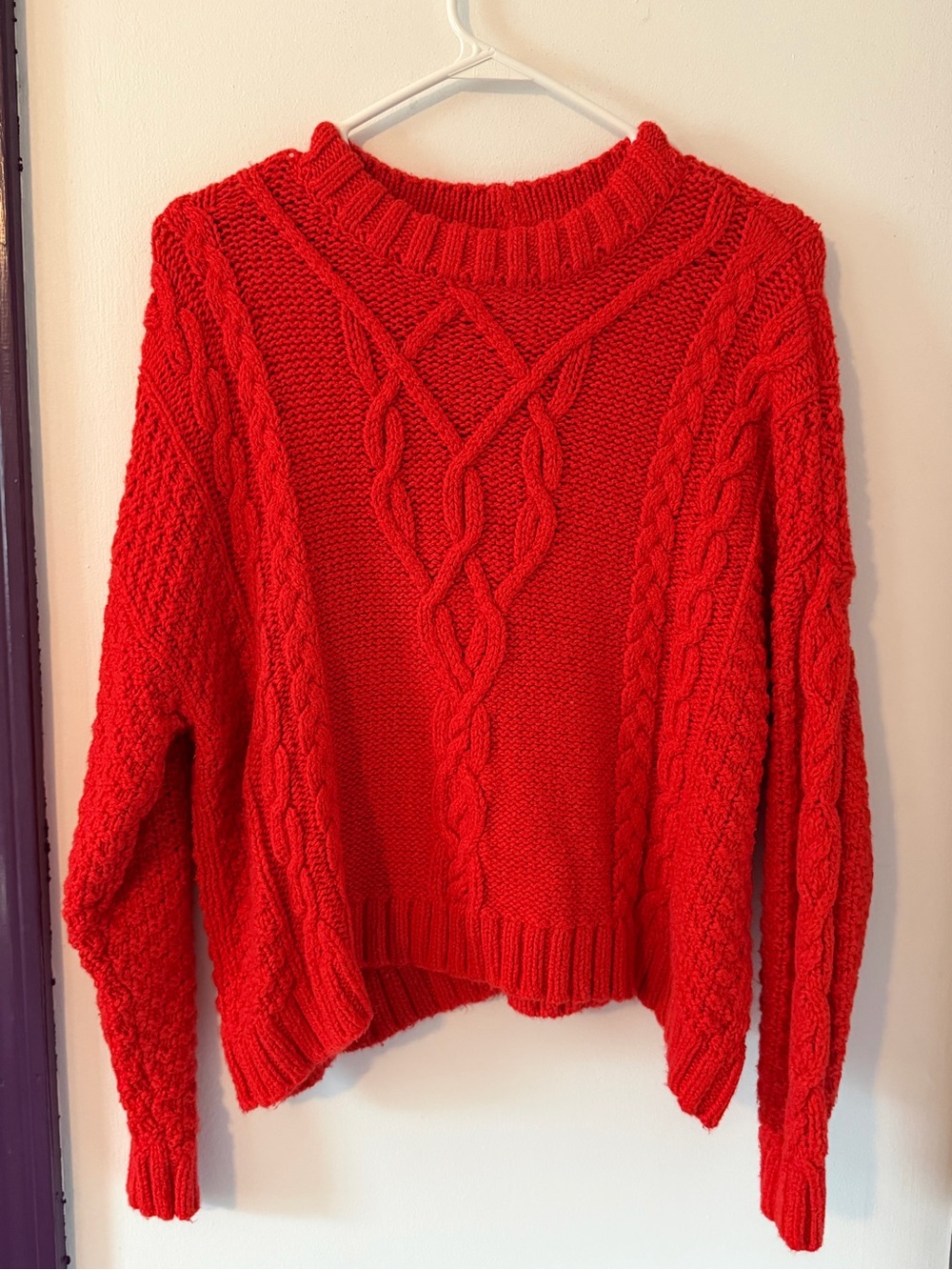 Aerie Cozy Cable Knit Crew Neck Sweater